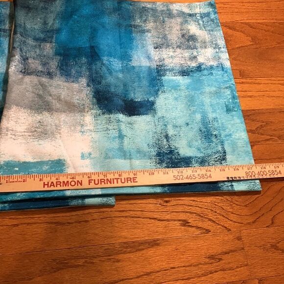 Two piece set of pillow covers.  Main color is teal with other blues and white - Picture 2 of 8